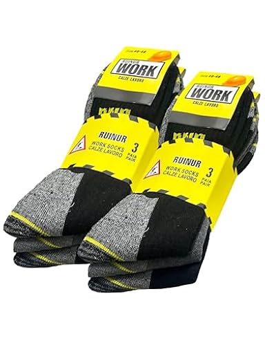 ZSUN 4046 Calcetines de trabajo para hombre para calzado de seguridad Talón y puntera reforzados con textura reforzada Talla 7-11, 6 pares-negro, 40-46 | Ya disponible en tu tienda friki favorita! En mundofriki.es!