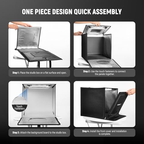 NEEWER 40CM Upgraded Photo Studio Light Box, 16"x16" Portable Folding Photography Lightbox, 4 Backdrops, 5600K 144 LEDs 5310lx/0.5m Dimmable Picture Booth Shooting Tent for Jewelry Electronics, LP40