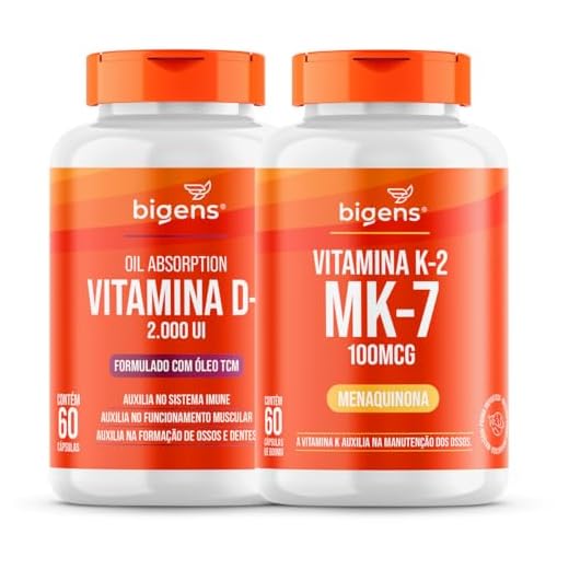 Kit Vitamina D3 2000ui+ K2 Mk-7 100mcg 60 Cápsulas Biogens