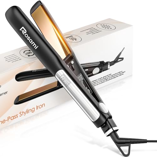 Rosami Piastra per Capelli 2 in 1 al Titanio, Ionica e Ultra Lucente, Riscaldamento Rapido 20s,...