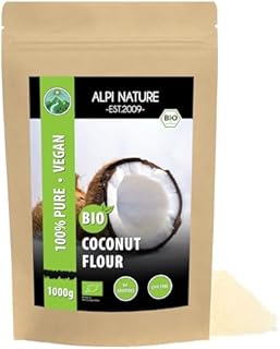 Organic coconut flour (1kg), raw food quality from controlled organic cultivation, gluten-free, lactose-free, laboratory-tested, vegan