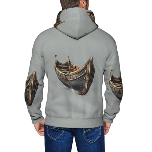 Sweat à capuche viking pour homme avec imprimé bateaux anciens pull décontracté d'automne