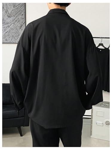 Floerns Men's Chinese Traditional Tang Suit Long Sleeve Frog Button Front Blouse Shirts3