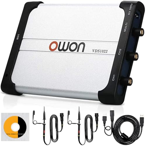 OWON VDS1022 2ch PCベース オシロスコープ USB 25MHz 帯域 100MS/s 8ビット最大電圧 40V レコード長 5k FFT SCPIコマンド 薄型 軽量 コンパクト 小型 持ち運び【国内正規品】【メーカー直営3年保証】