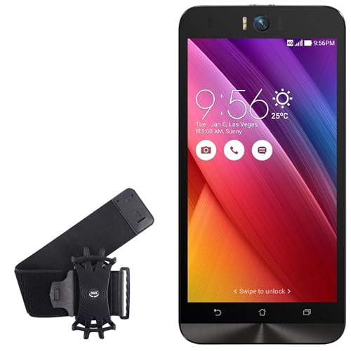BoxWave Holster Compatible with ASUS Zenfone Selfie ZD551KL - ActiveStretch Sport Armband, Adjustable Armband for Workout and Running - Jet Black