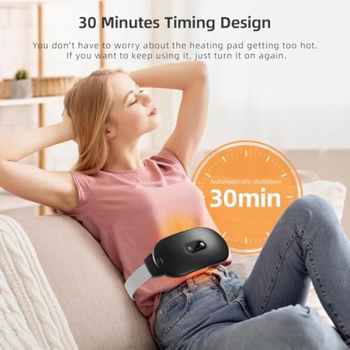 Image of KOT Heating Pads for Cramps, Period Cramp Massager Portable Cordless Heating Pad with 6 Heat Levels and 6 Massage Modes, Heating Pad for Back Pain Relief Menstrual Heating Pads, Black (PAD-BLCK)