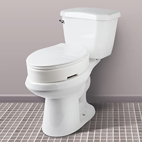 Carex Elongated Hinged Raised Toilet Seat, Adds 3.5 Inches Of Height To Toilet, 300 Pound Weight Capacity, Toilet Seat Riser, Elevated Toilet Seat And Handicap Toilet Seat #TOP3