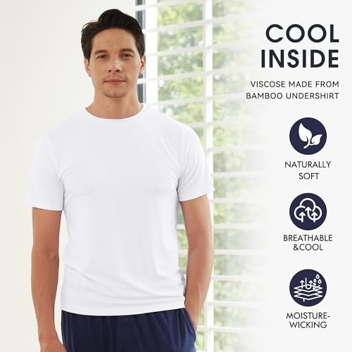 BAMBOO COOL Men's Undershirts Moisture-Wicking Crewneck T Shirts, Breathable Stretch Soft Tees for Men, 3 or 6 Pack4