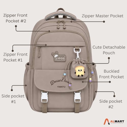 Image of Korean Style Unisex School & College Backpack Bag | 18 Inch Large Capacity Bag For Girls & Boys Age of 12-16 Years | Best For Middle & High School, College, Tution, Travel, Camping