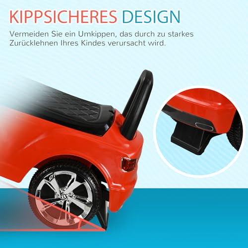 AIYAPLAY Bentley Bentayga Rutschauto, Rutscherfahrzeug mit Hupe und Musik, Kinderfahrzeug, Kinderauto mit Kippschutz für Kinder 1,5-3 Jahre Rot 67 x 29 x 39 cm – Bild 8