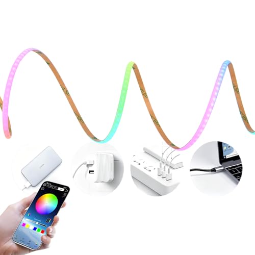 2 Pack Cinta LED Ultra-delgada 1.64ft 160 LEDs RGB 5V USB miniatura 1