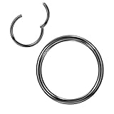 18 Gauge Hoop Nose Rings for Women Men Black Nose Ring Hoop Surgical Steel Nose Hoop Hypoallergenic Body Piercing Rings for Septum Cartilage Helix Conch Rook Tragus Lobe Lip 18g Hoops 7mm Nose Hoop