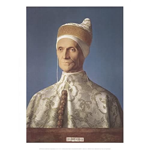 Giovanni Bellini Portrait of Doge Leonardo Loredan 31.5" x 23.5" Offset Lithograph 2019 Renaissance Brown, Red, Black &