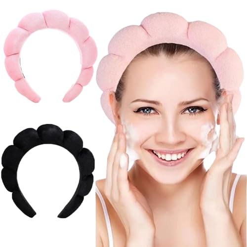 JCKD 2-Piece Hydrotherapy Headband, Makeup Headband, Soft Sponge Skin Care Headband, Used for SPA Face Washing, Makeup