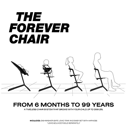 Image of Cybex LEMO High Chair 3-in-1 Set with Baby Set + Snack Tray - Modern Design, One-Hand Depth & Height Adjustment & Anti-Tip Wheels - from 6 Months, Convertible to Adult Chair, Stunning Black