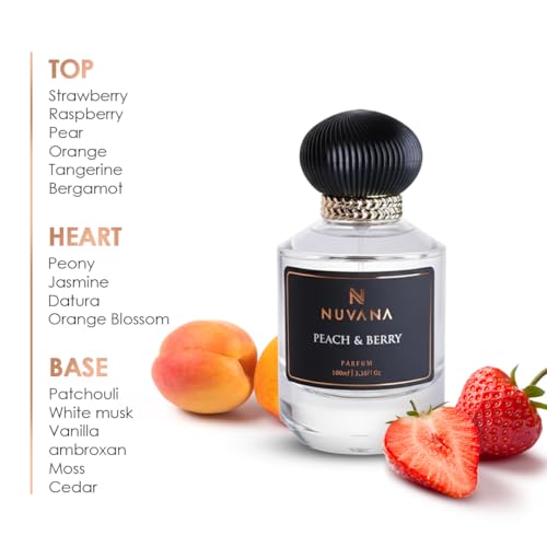 Image of Peach & Berry Luxury Parfum for Women | Fruity Floral Premium Fragrance | Eau de Parfum 100ml | Long Lasting | Perfect for Everyday Wear & Gifting | Fruity Perfume