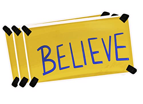 Believe Sticker Pack 3 - Vinyl Decal Bumper Stickers for Journaling, Laptop, Bike, Kids, Teens, Water Bottle, Car, Luggage, Guitar, Skateboard - Pack of 3 (4 Inch Wide)