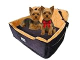 Large Dog Car Seat – Booster Seat Bed for Pets up to 55 lbs, Black, Travel Safety | Fits 2 Small Dogs Pets| Washable Cover & Thick Cushion | Rear Seat or SUV