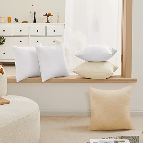 Deconovo 4 Pcs White Blank Cushion Covers For Sublimation, Faux Linen Pillow Covers With Invisible Zipper, Soft Pillow Covers For Bench,18X18 Inch, Set Of 4 Case Only No Insert #TOP1
