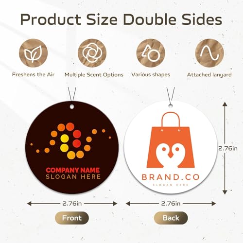 Image of HINFKA Custom Car Air Fresheners for Company Logos | Business Gifts; Event Giveaways; 10-1000 Pcs Bulk Orders; Double-Sided Print; Scent Options Available; Round