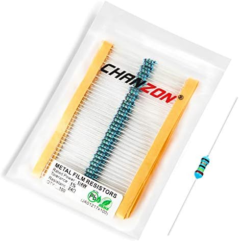 Chanzon 100pcs 1/4W (0.25W) 1 Ω ohm Metal Film Fixed Resistor 0.01 ±1% Tolerance 1R MF Through Hole Resistors Current Limiting Rohs Certificated