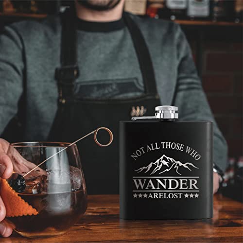 Touner Not All Those Who Wonder Are Lost Hip Flask For Shot Drinking Of Whiskey And Vodka, Groomsmen Gifts, Wedding Valentine's Christmas Gift, Wedding Hip Flask, Brother Gift #TOP4
