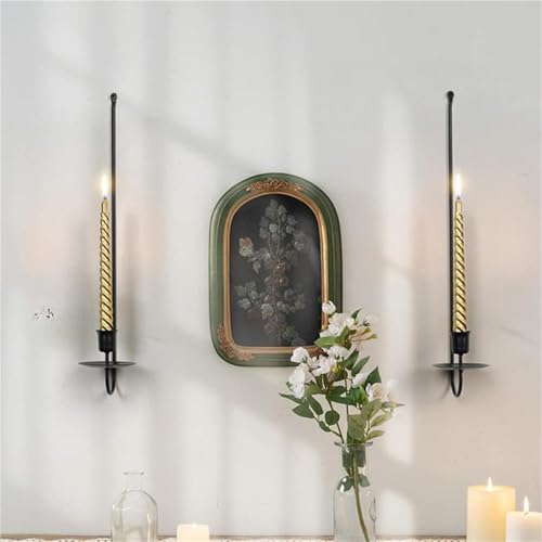 Candelabro de pared de metal: pack de 2 candelabros colgantes para hogar 4