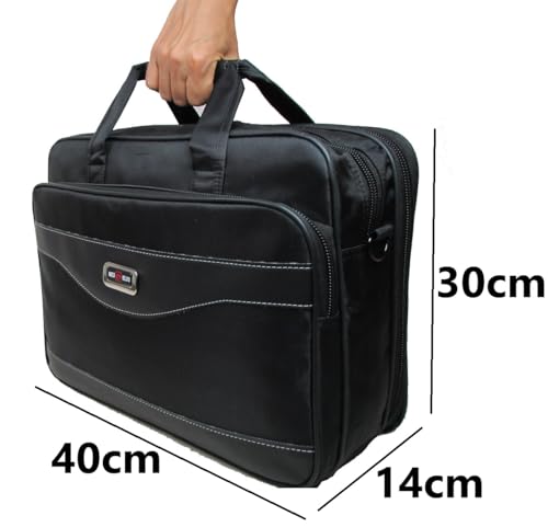 Bolsa Pasta Notebook Executiva Alça Tiracolo de Ombro Nylon Masculina Feminina (Preto)