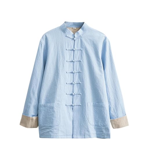 Manteau de style chinois hanfu homme en lin et coton retro haute qualite