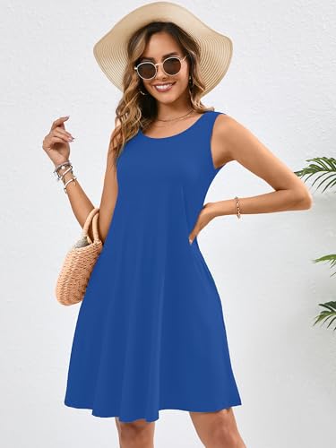 KORSIS Summer Dress for Women Casual T Shirt Tank Dresses Sleeveless Swing Flowy Ladies Beach Vacation Sundress with Pocket4