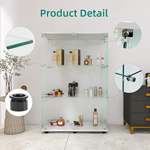 Image of LFT HUIMEI2Y 3-Tier Glass Display Cabinet with Lock, Display Case White