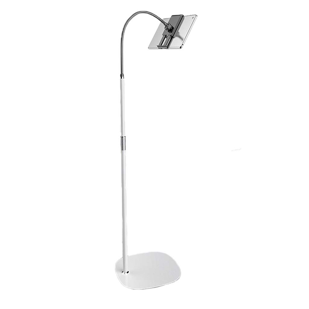 Soporte de suelo ajustable para tablet con cabezal giratorio de 360° y brazo flexible de cuello de cisne para una visualización estable