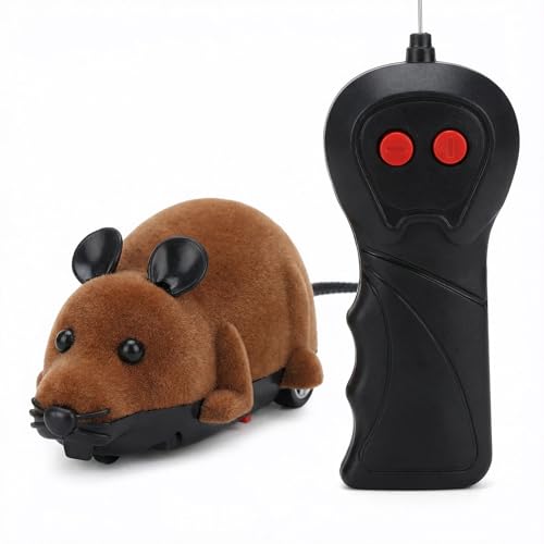 Geettcaifu Electronic Remote Control Rat,Realistic Simulation Mouse Toy for Cat/Dog, Plush Design, Intelligent Interaction, Stimulates Cat Hunting Instincts Novelty Toy 1Pcs(Brown)