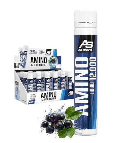 All Stars Amino Liquid 18 x 25 ml Black Currant I Aminosäuren flüssig & hochdosiert I Drink mit BCAA + Glutamin + L-Arginin I Sirup zum Mischen mit Wasser I flüssiges Supplement zuckerfrei