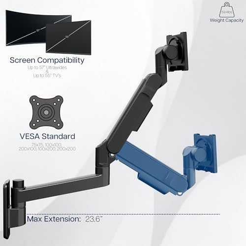 Image of VIVO Black Ultrawide Monitor Wall Mount for up to 57 in Screens, MOUNT-G57 | TV and Monitor Arm, VESA Wall Mount, Designed for Samsung Odyssey Ark, Neo G9, ViewFinity S9, and More, Holds 59.4 lbs