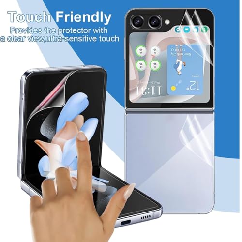 Image of CaseCandy Silicone - (4 in 1) Screen Protector Guard for Samsung Z Flip 5 | Screen Guard Protector (Back Panel + Back Screen Display + Inner Display + Hinge) for Samsung Flip 5 - HD /Bubble Free Application