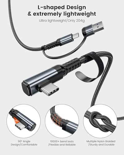 Image of INICIO USB C VR Link Cable 16ft /5m, Dual Type C + USB A 3.0 Adapter 5Gbps High Speed Data Transfer For Meta Oculus Quest 3 Quest 2 Pro Pico4 Virtual Reality Headsets SteamVR Gaming PC Macbook