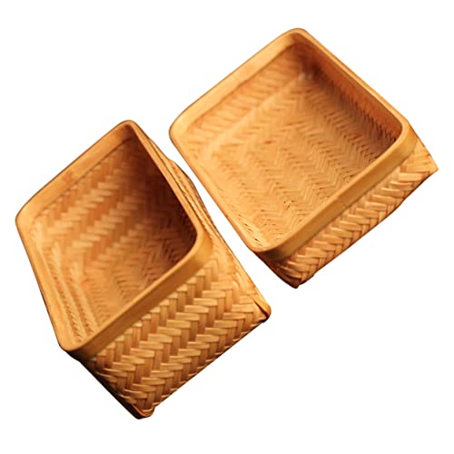 GLEAVI Woven Tea Box Breathable Desktop Container for Loose Leaf Tea Multi Functional Creative Basket for Home Kitchen Storage Natural Material present Idea