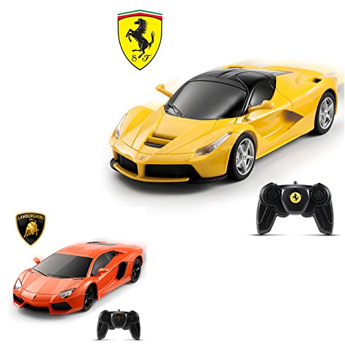 Sainsmart Jr. X Rastar Lamborghini Car Bundle With Ferrari Car, Yellow #TOP13