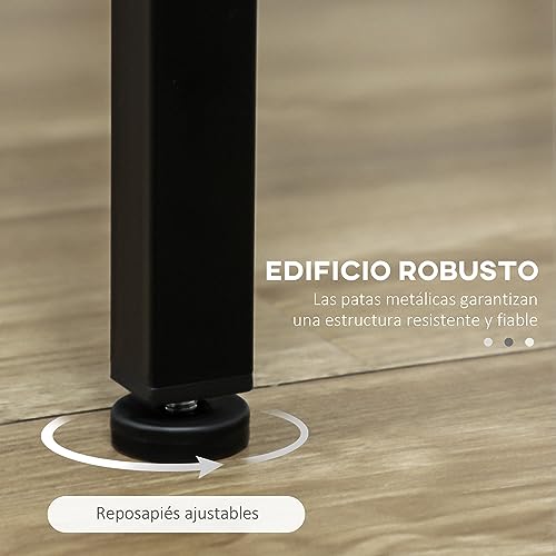 HOMCOM Conjunto Mesa Alta de Cocina con 4 Taburetes, Mesa de Bar Alta, Ahorro de Espacio, para Pisos Pequeños, Comedor, Balcón o Isla Cocina 110x50x89,5 cm, Marrón Rústico y Negro - imagen 5