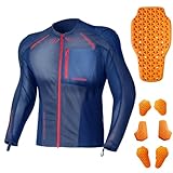 DUHAN Motorcycle Shirt Mesh Motorcycle Jacket Men with CE Level 2 Armor motorcycle protective gear for All Seasons (US, Alpha, Large, Regular, Regular, Blue)