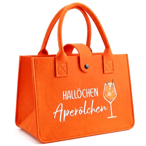 COMOOKA Aperol Geschenk Tasche HALLÖCHEN Aperölchen Handtasche für Frau Strandtasche xxl Aperol Spritz Accessoires Tragetasche Damen