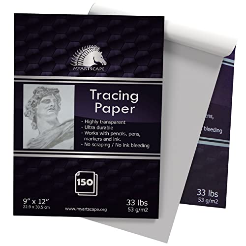 Papel de calco vegetal MyArtscape 33LB de textura lisa y nitidez para bellas artes