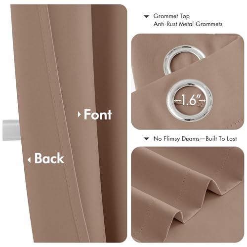 Image of MIULEE Blackout Curtains for Bedroom Living Room 2 Panels, Thermal Insulated Room Darkening Drapes Grommet Noise Reducing Light Blocking Window Treatments 63 Inches Long 40x63 Inch Cappuccino