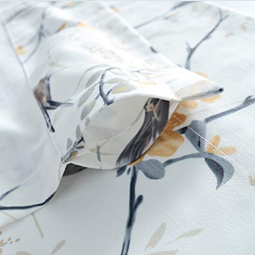 VOGOL Lovely Birds Vines Printed Window Curtains Valance, Pocket Valances for Windows for Kitchen Farmhouse, 52 x 18 Inch (Bird-Grey)