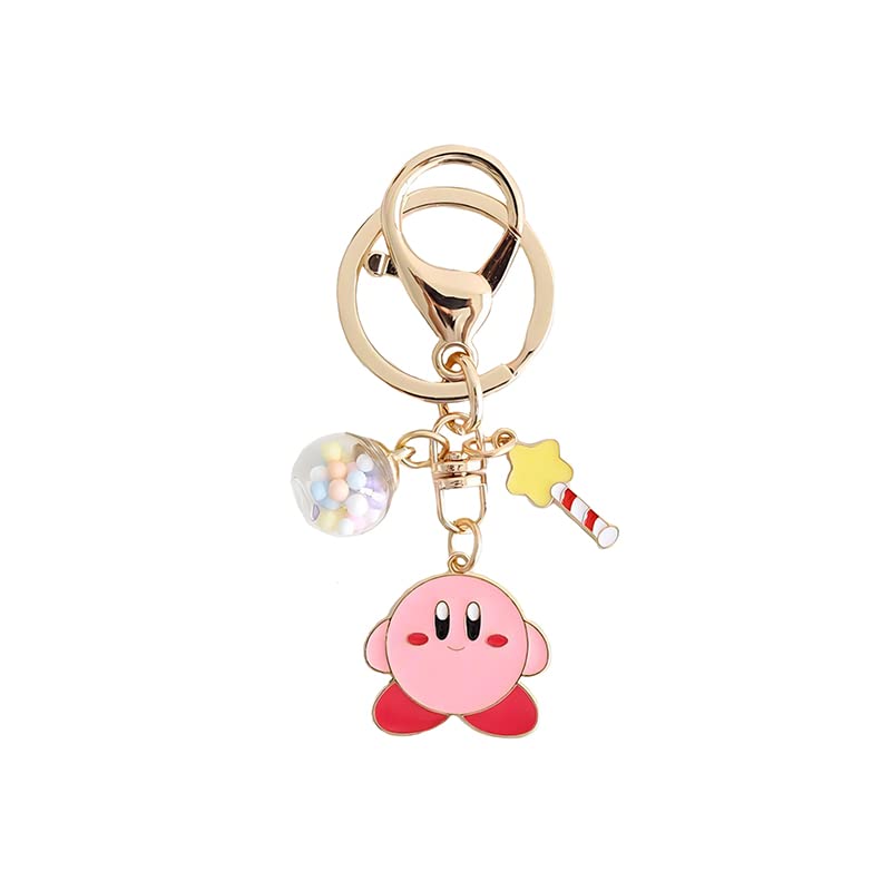 LuoHaoAnime Kiby Keychain Cute Pink Hero for Women Girls Gift