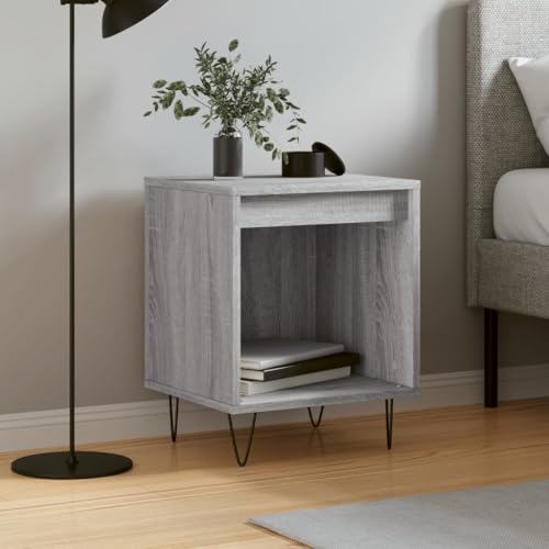 Juroupi Mesita de Noche mesitas de Noche Dormitorio Bedside Table Mesa de cabeceira Madera de ingeniería Gris Sonoma 40x35x50 cm - 830728