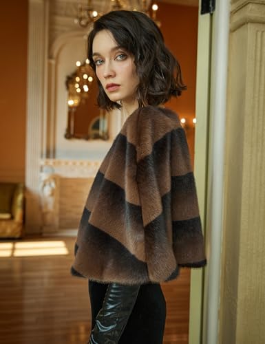 BEAUTELICATE Women Faux Mink Fur Cape Vintage Capelet Winter Luxury Fur Cape3