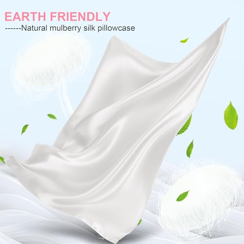Mulberry Silk Pillow Cases 2 Pack King Size 20x36 Inches with Hidden Zipper, Ultra Smooth and Soft Breathable Cooling Silk Satin Pillowcase Set of 2, Better for Hair and Skin, Gifts for Women Men