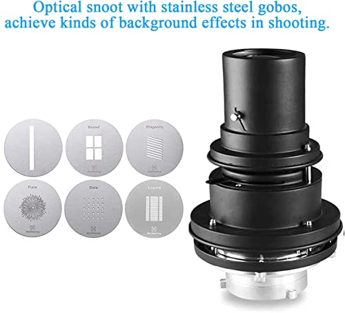 Alluneitter Bowens Mount Snoot,Strobe Video Snoot Conical Projector Snoot With Optical Lens Kit Include Various Gobos Used For Video Artist Modelling Shape Light Studio Photography Projection #TOP1